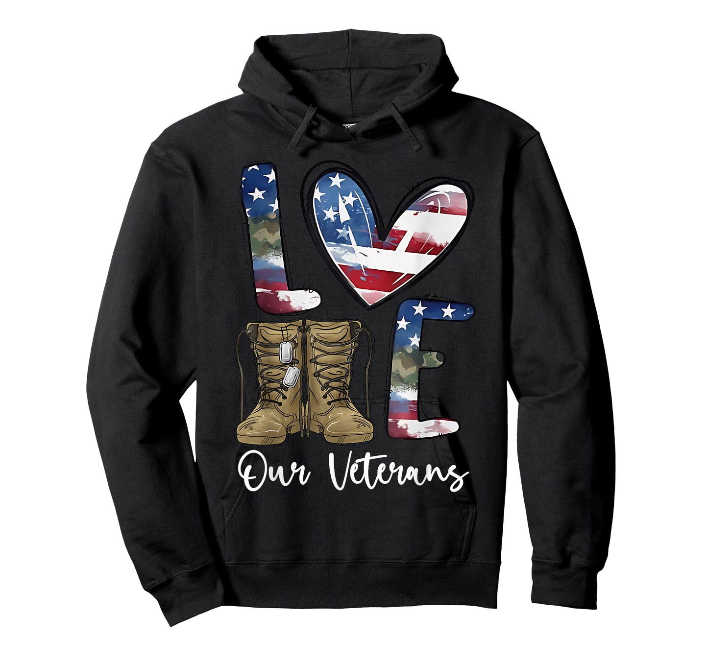Love Our Veterans Day Proud Military American Flag Thank You T-Shirt