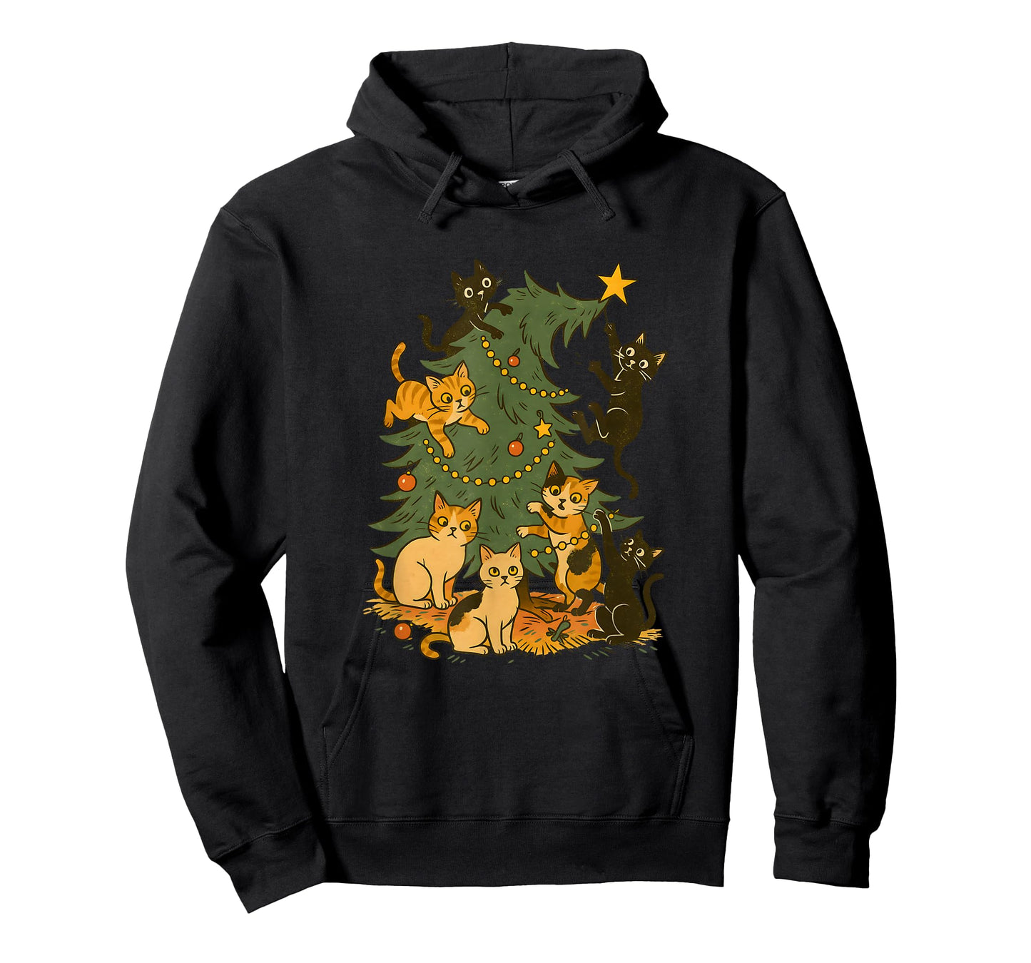 Vintage Christmas Cats Design | Funny Retro Holiday Tree Cha T-Shirt