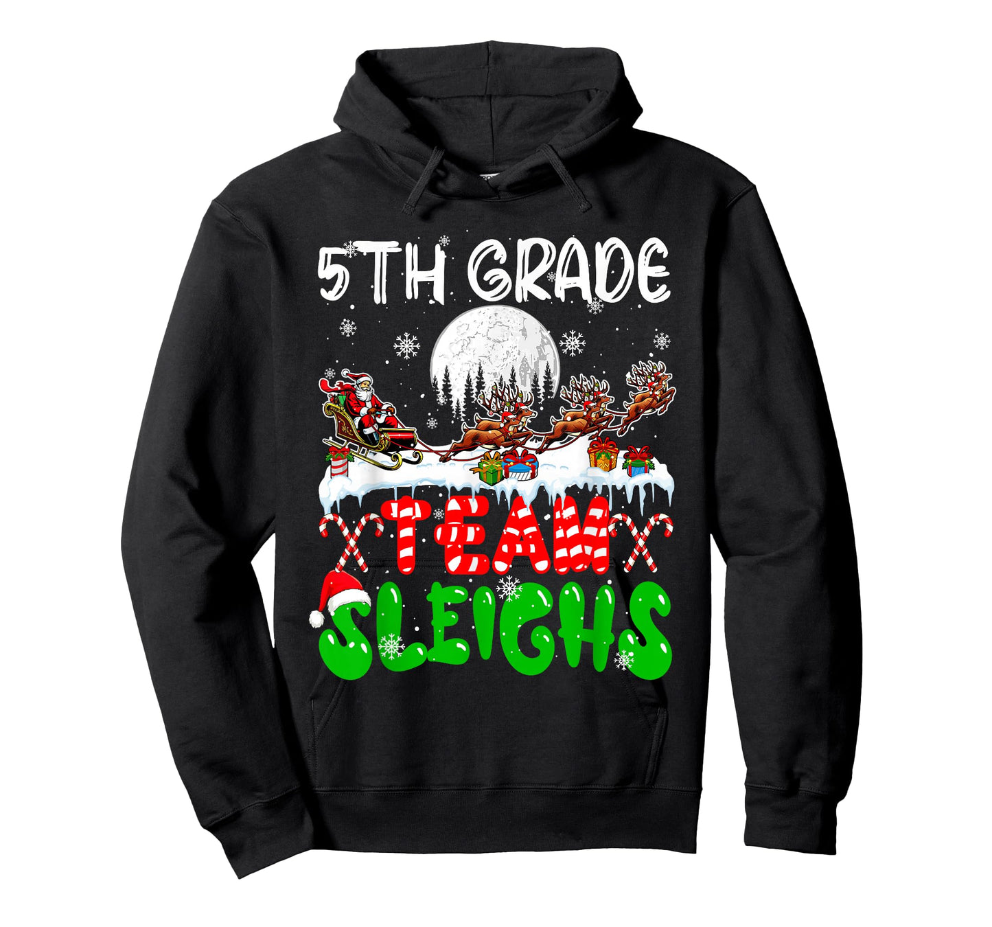 5th Grade Team Sleighs Xmas Teacher Santa Sleigh Reindeer T-Shirt