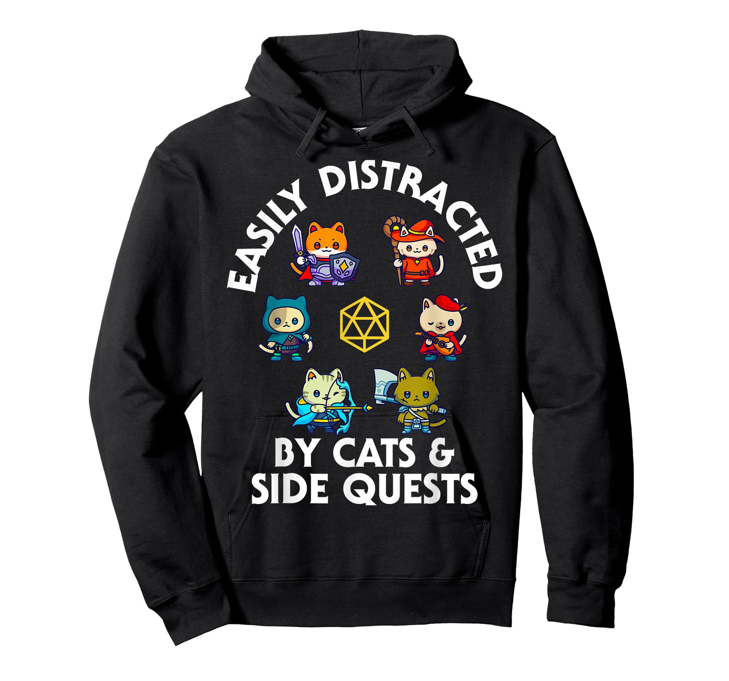 RPG Gamer Cats Side Quest Funny Nerd ADHD Cat Men Women Kids T-Shirt