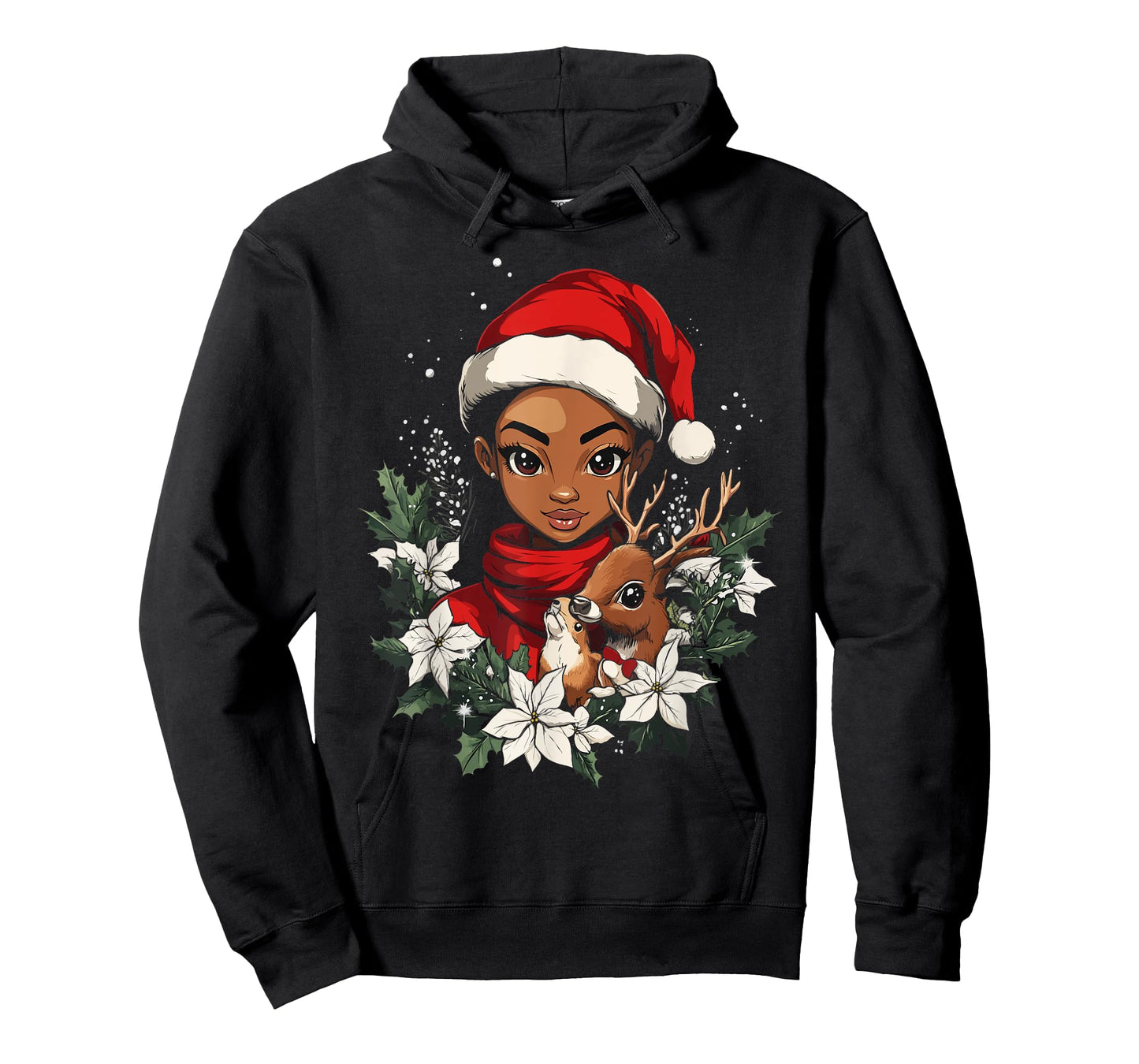 Christmas Black African American Deer Women Kids Girl Xmas T-Shirt