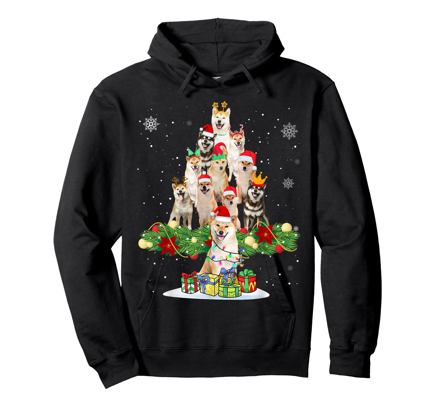 Ugly Sweater Christmas Tree Shiba Inu Dog Xmas Lights T-Shirt