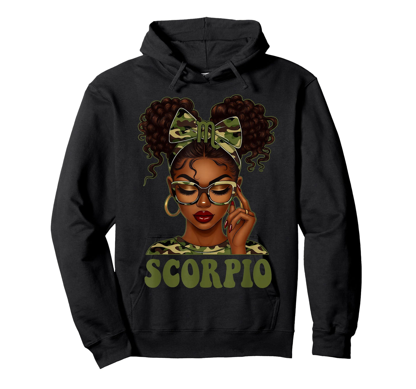 Scorpio Queen Black Girl Camouflage Bow It's My Birthday T-Shirt