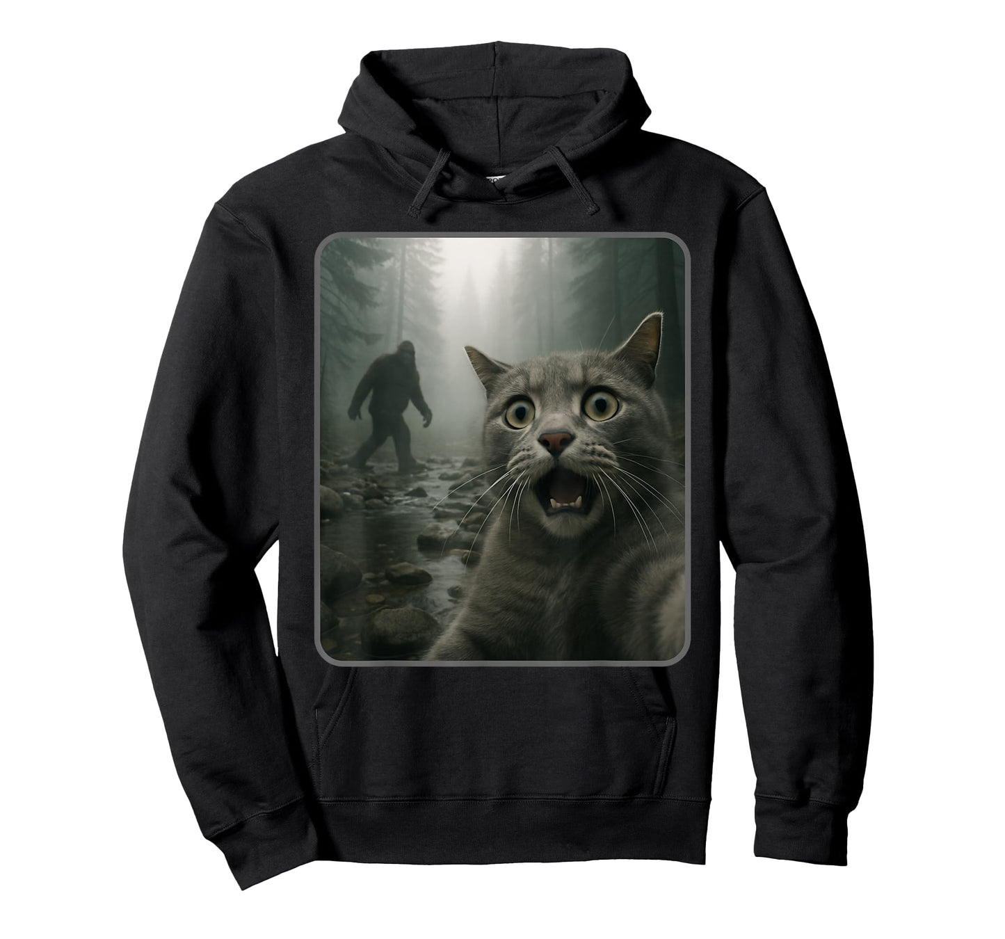 Funny Cat Selfie with Bigfoot Meme T-Shirt