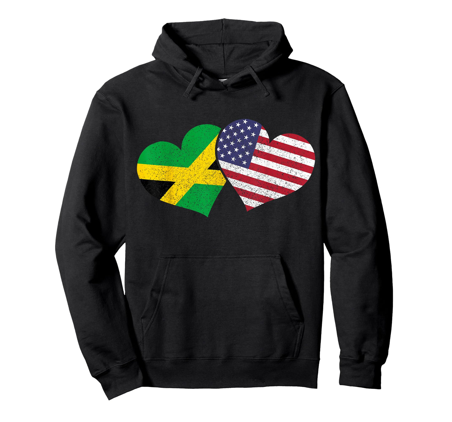 Jamaica Heart Jamaican Heritage USA American Flag Patriotic T-Shirt