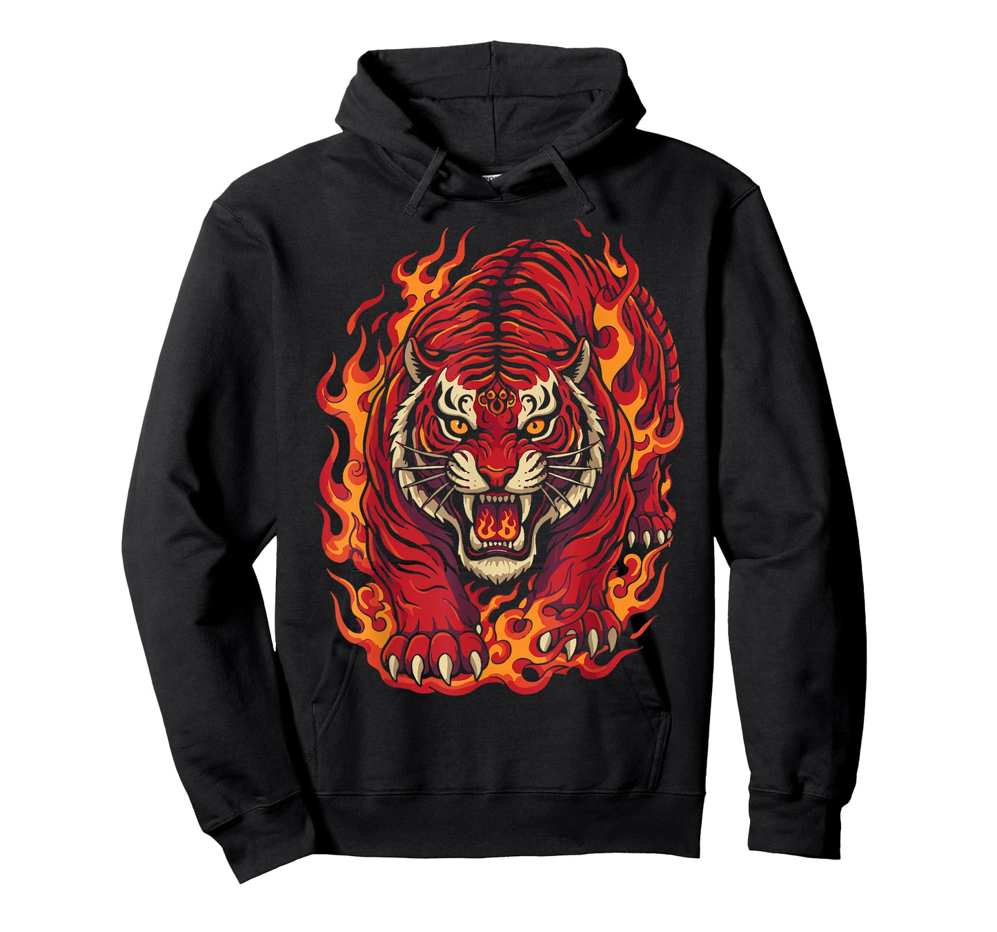Fire Tiger Red Flame Mythical Beast Tattoo Art T-Shirt