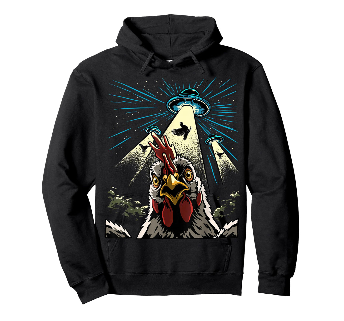 Alien Chicken Rooster UFO Abduction Funny Alien Sci-Fi T-Shirt
