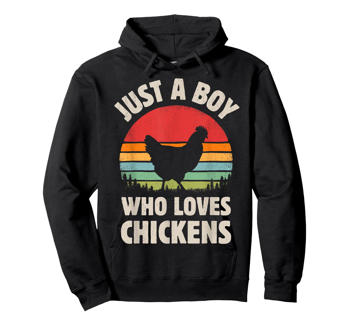 Chicken Just A Boy Who Loves Retro Farm Animal Farmer Sunset T-Shirt