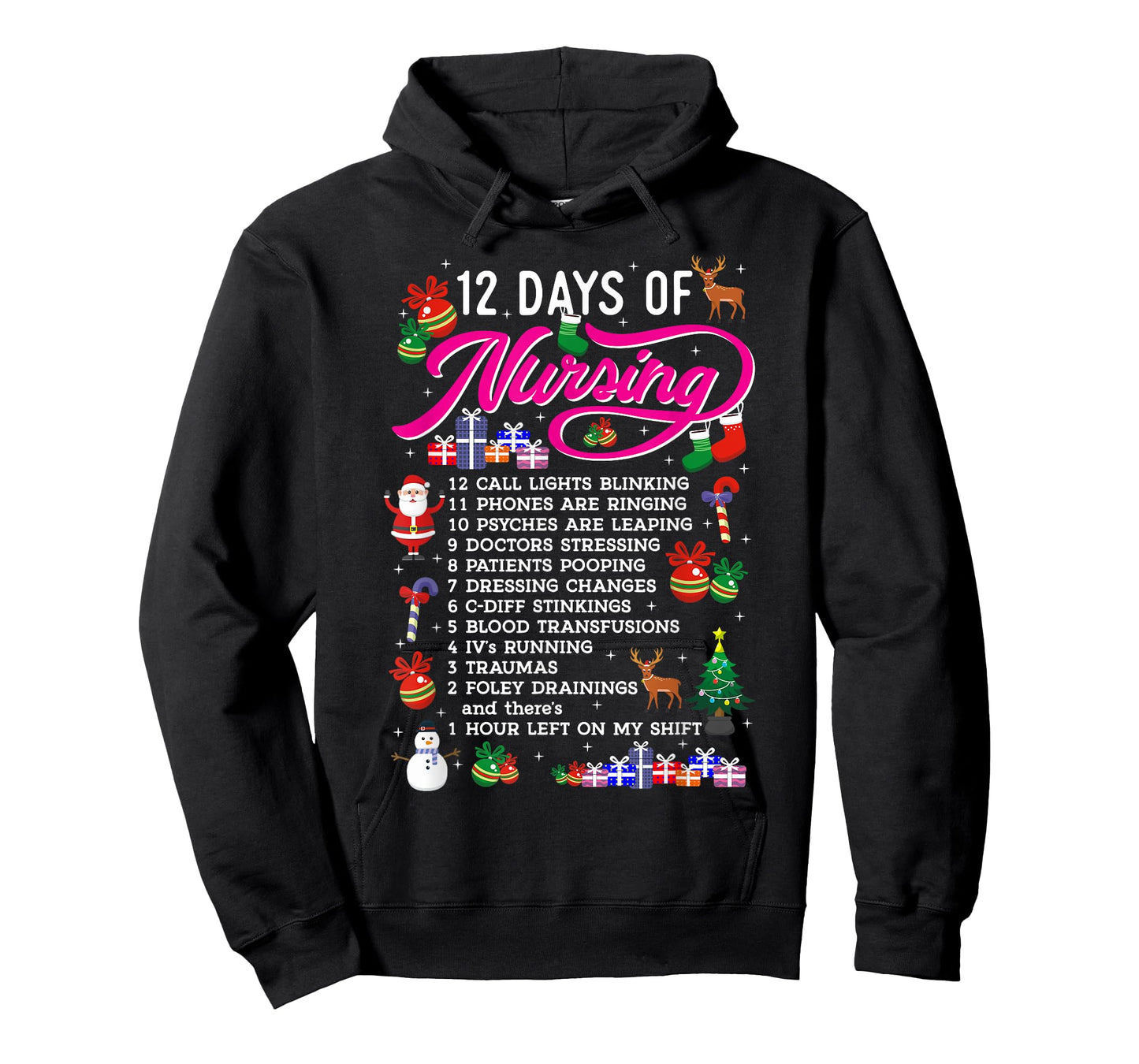 12 Days Of Nursing Merry Christmas Shirts For Women Xmas T-Shirt