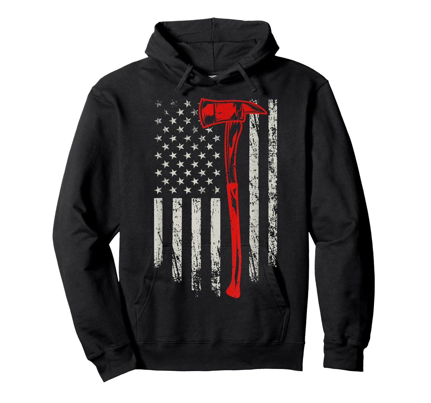 USA Flag Axe Red Line Distressed Firefighter Gifts Novelty T-Shirt