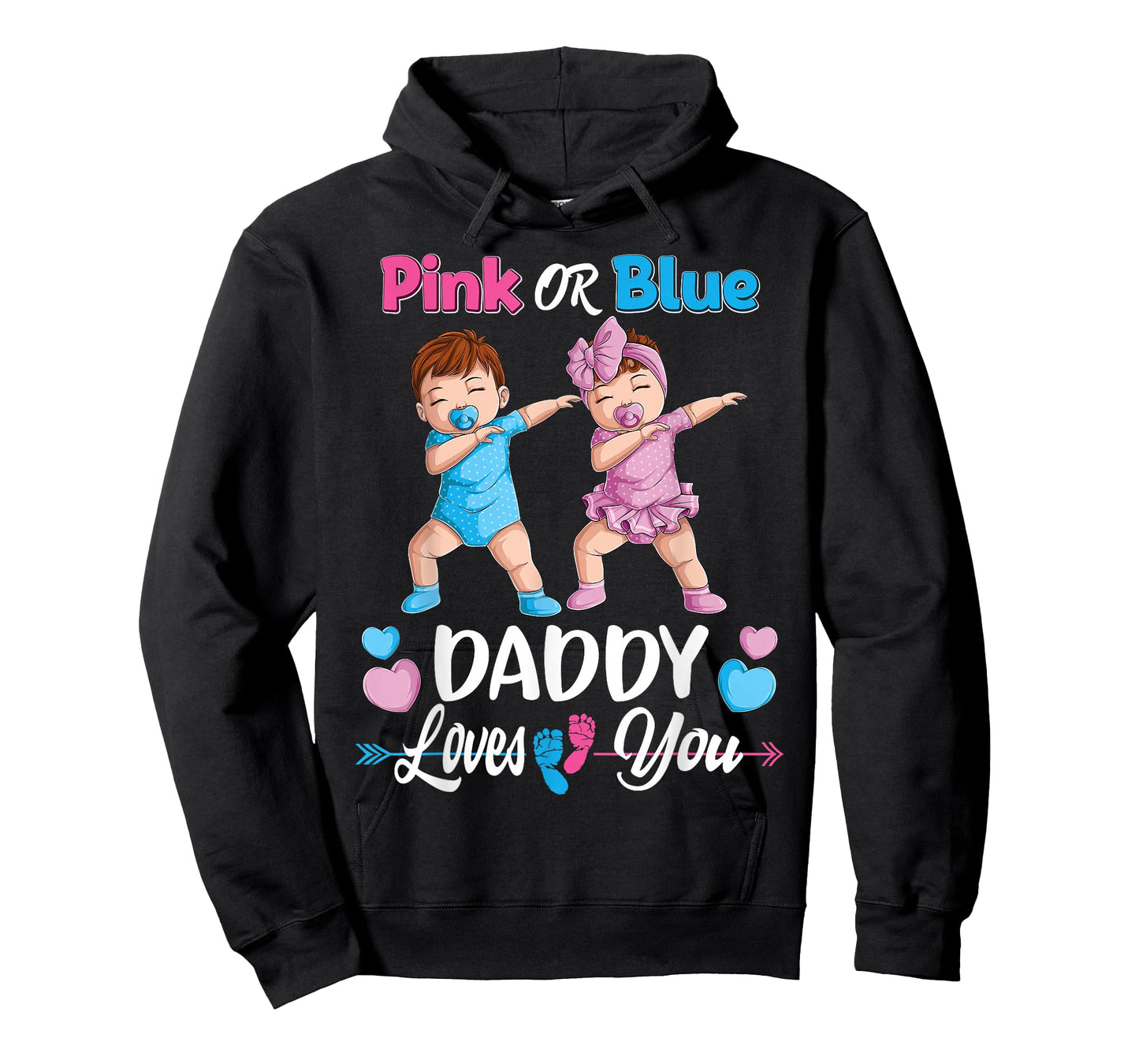 Pink Or Blue Daddy Loves You Baby Gender Reveal Party Men T-Shirt Small