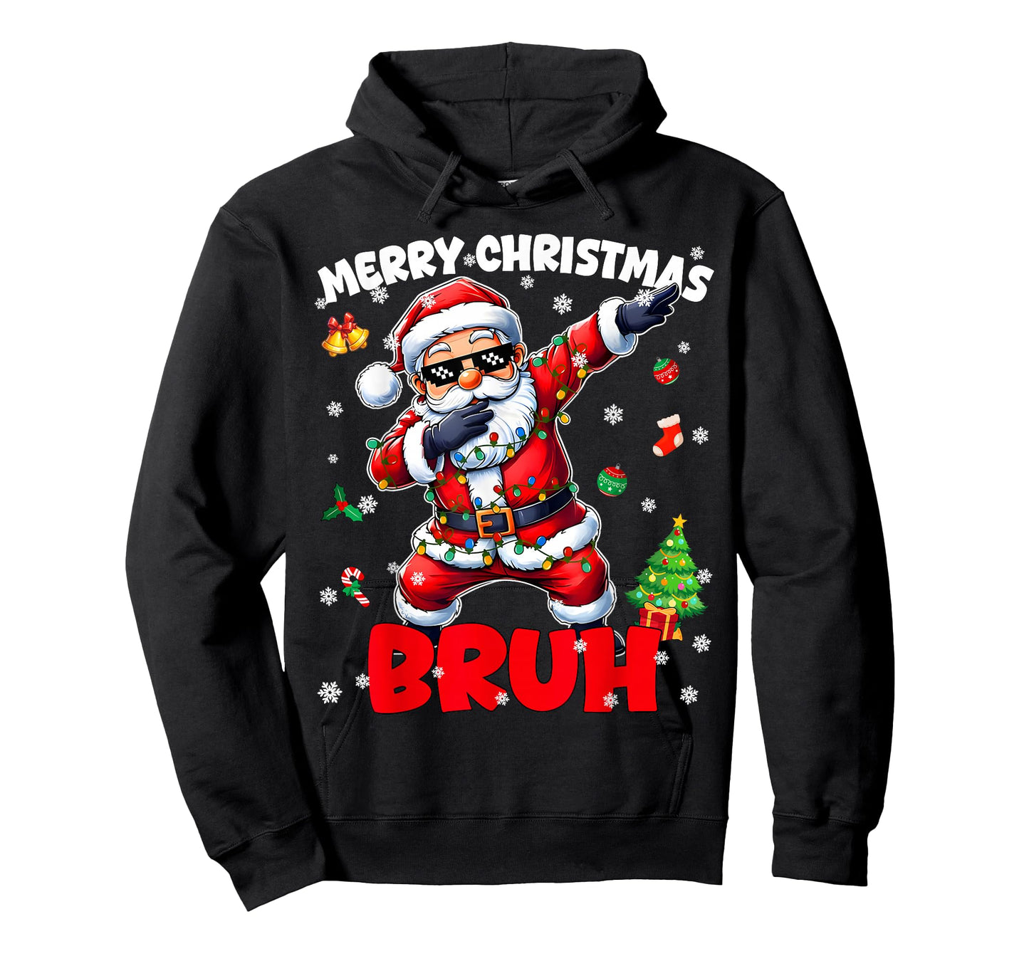 Merry Christmas Bruh Funny Santa Christmas PJs Men Boys Kids T-Shirt