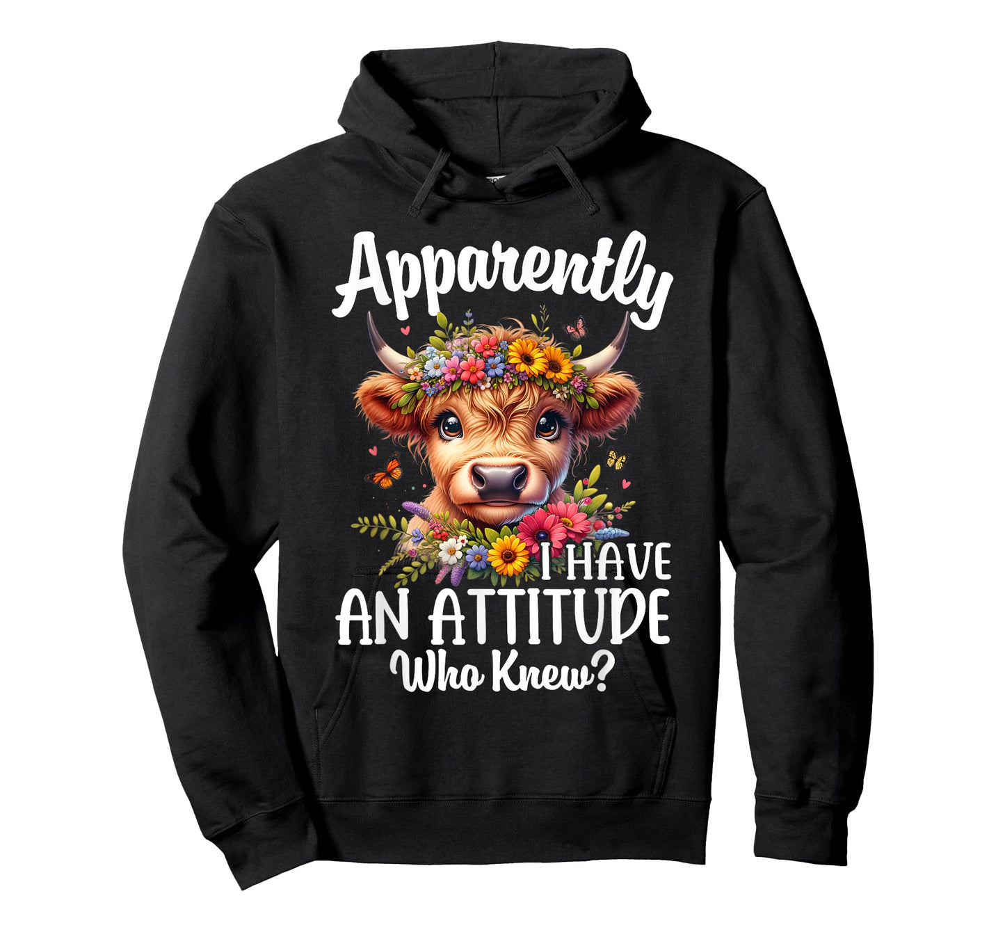 Apparently I Have An Attitude Who Knew Highland Cow Print T-Shirt