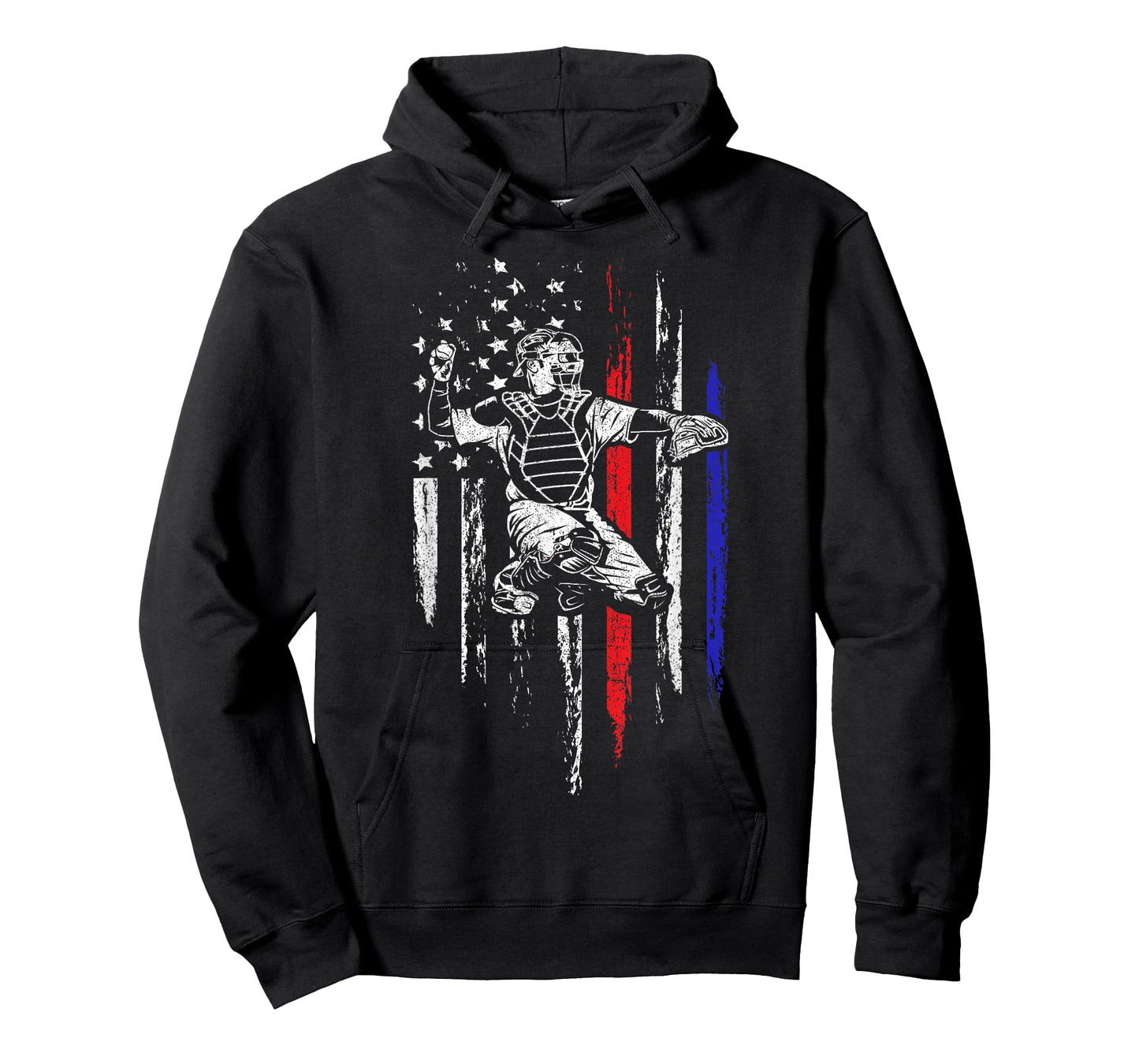 Baseball American Flag Patriotic Catcher 4th of July Gift T-Shirt
