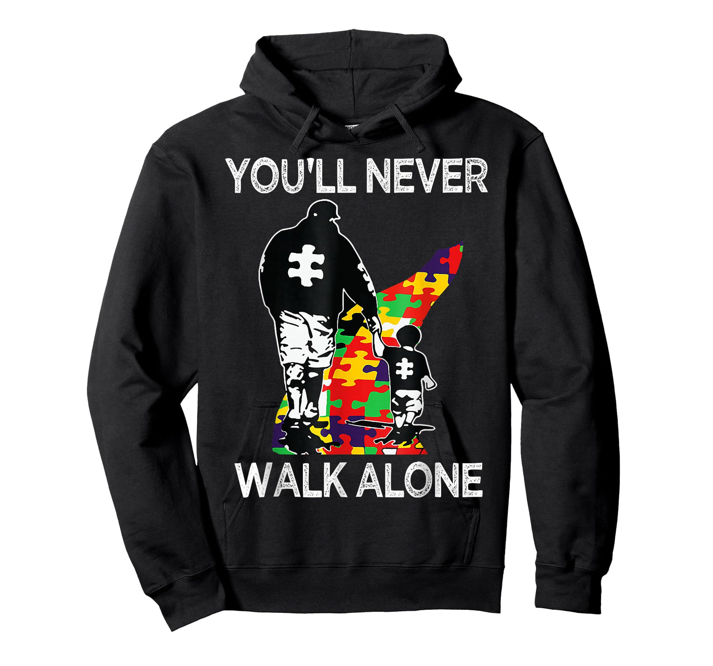 Autism Dad Support Alone Puzzle You'll Never Walk T-Shirt