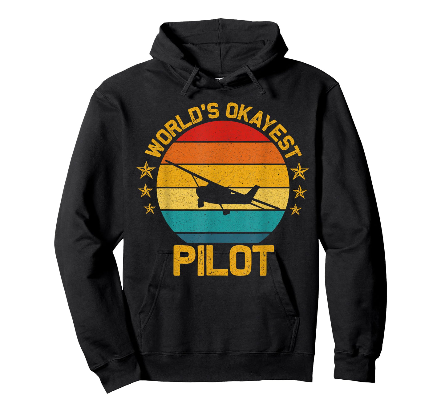 Aviation Airline Airplane Pilot Ideas Vintage Flying Airplane World's Okayest Pilot Unisex-Adults Black Cotton 60% Polyester 40% Classic Fit Crew Collar Short Sleeve T-Shirt Small