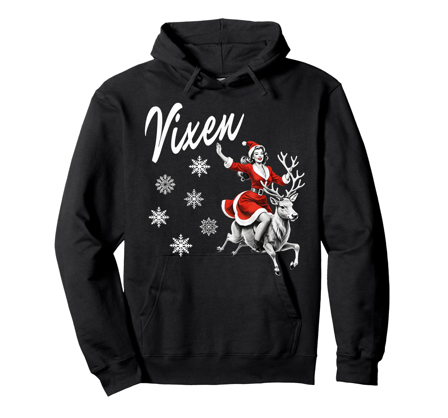 Vixen Reindeer Retro Sexy Pin Up Girl Funny Christmas Party T-Shirt