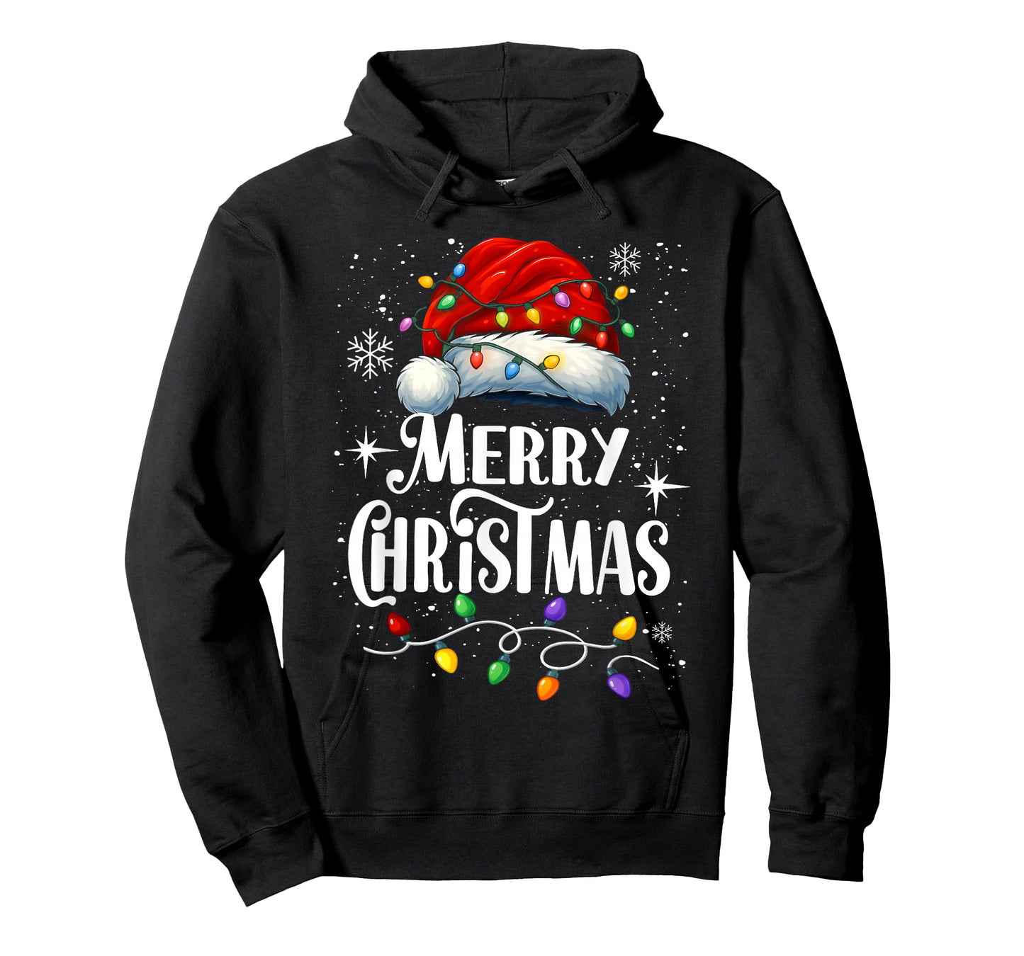 Merry Christmas Lights Santa Hat Xmas Family Matching Pajama T-Shirt