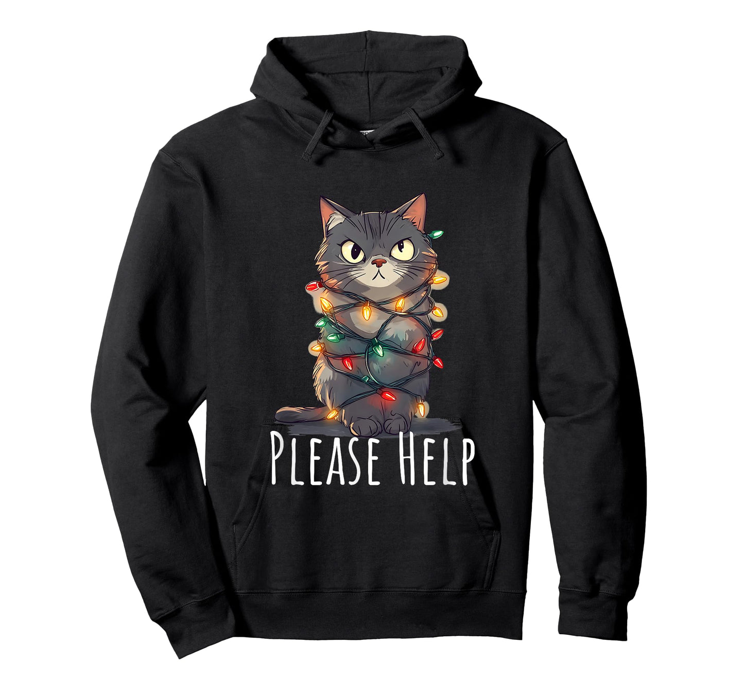 Cat Wrapped with Fairy Lights Christmas Fun Aid T-Shirt