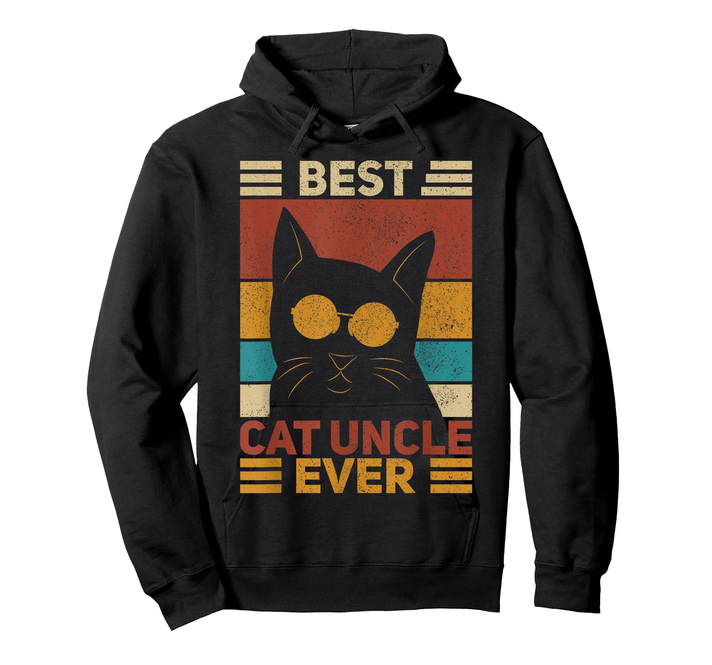 Best Cat Uncle Ever Men Cat Lover Black Cat Themed Funny Cat T-Shirt