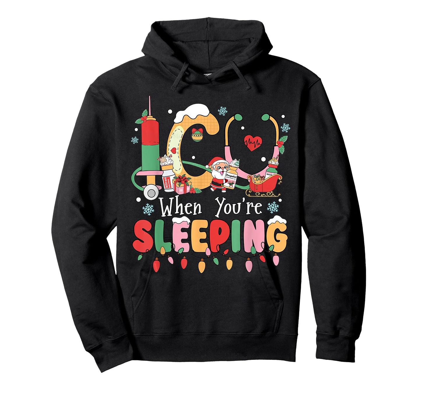 Christmas ICU When You're Sleeping Santa Christmas Nurses T-Shirt