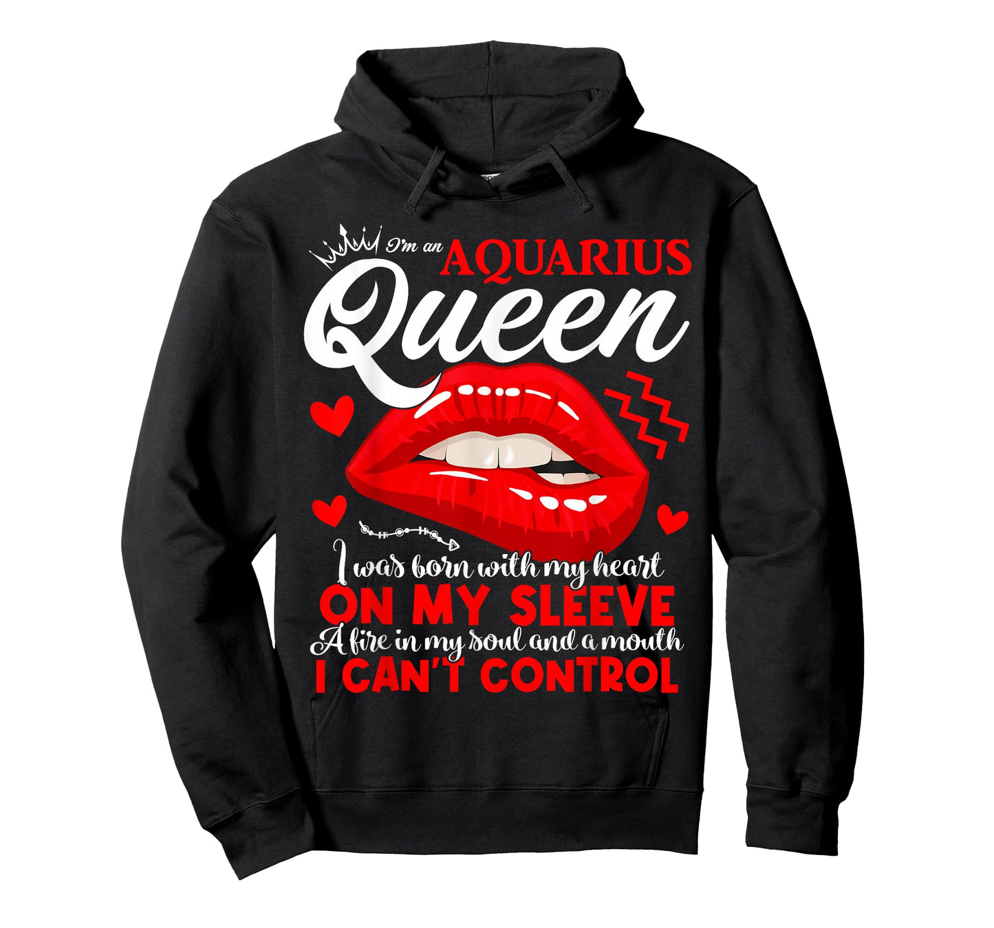 Aquarius Queen Aquarius Zodiac Sign Women Girls Birthday Lip T-Shirt