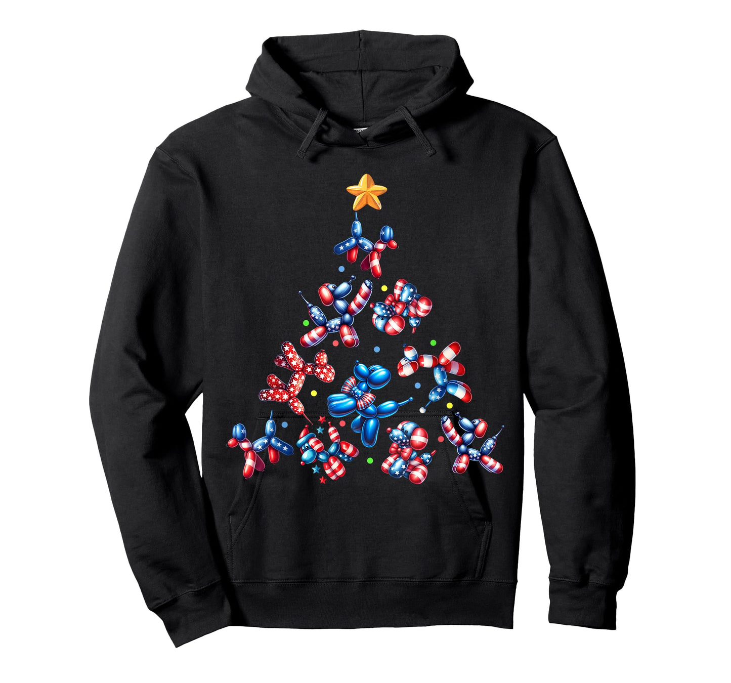 American Flag Dog Christmas Tree Animals Balloon Lover Men T-Shirt