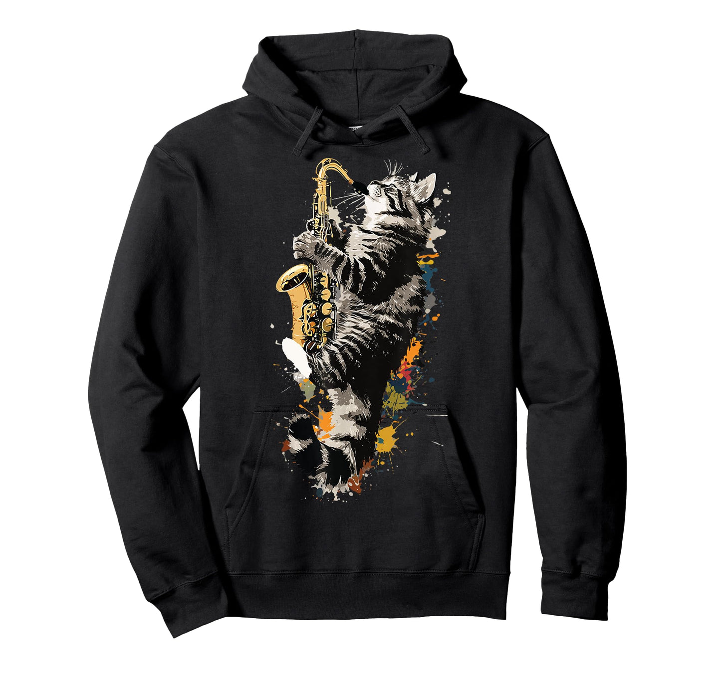 Cat With Saxophone Cat Playing Saxophone Men Women Kids T-Shirt