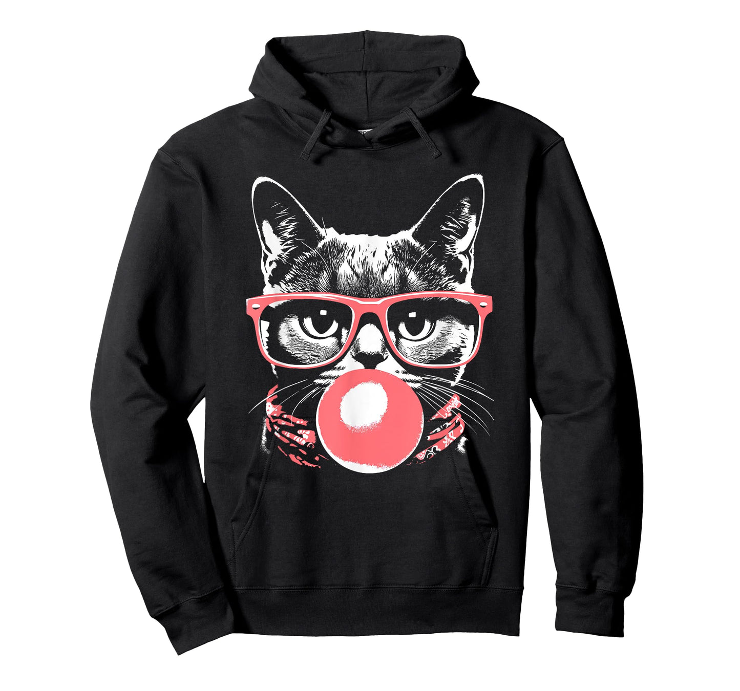 Cat in Pink Glasses Pink Bubble Men Women Kids Funny Cat T-Shirt
