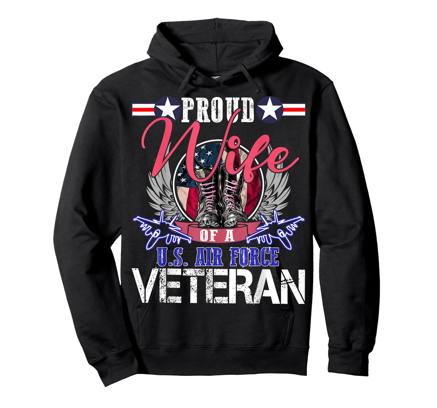 Vintage Proud Wife Of A U.S. Air Force Veteran Gift Mom Dad T-Shirt