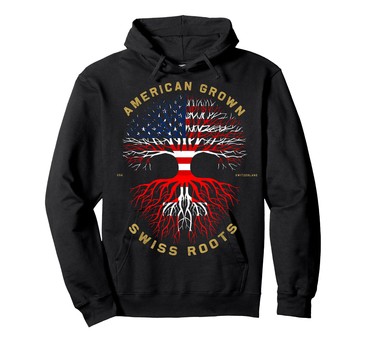 American Grown With Swiss Roots Tree USA Flag Unique Gift T-Shirt