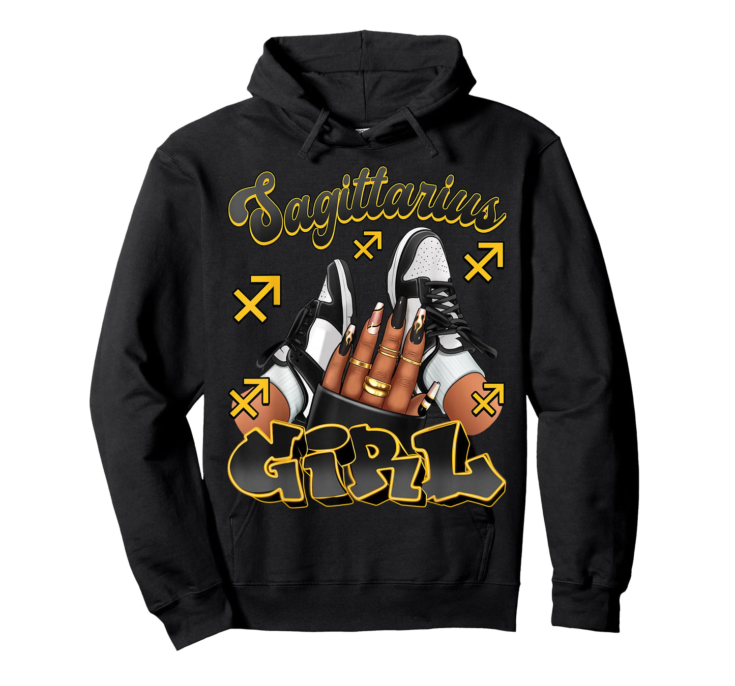 Sagittarius Girl Birthday Afro Queen Sneakers Zodiac Sign T-Shirt