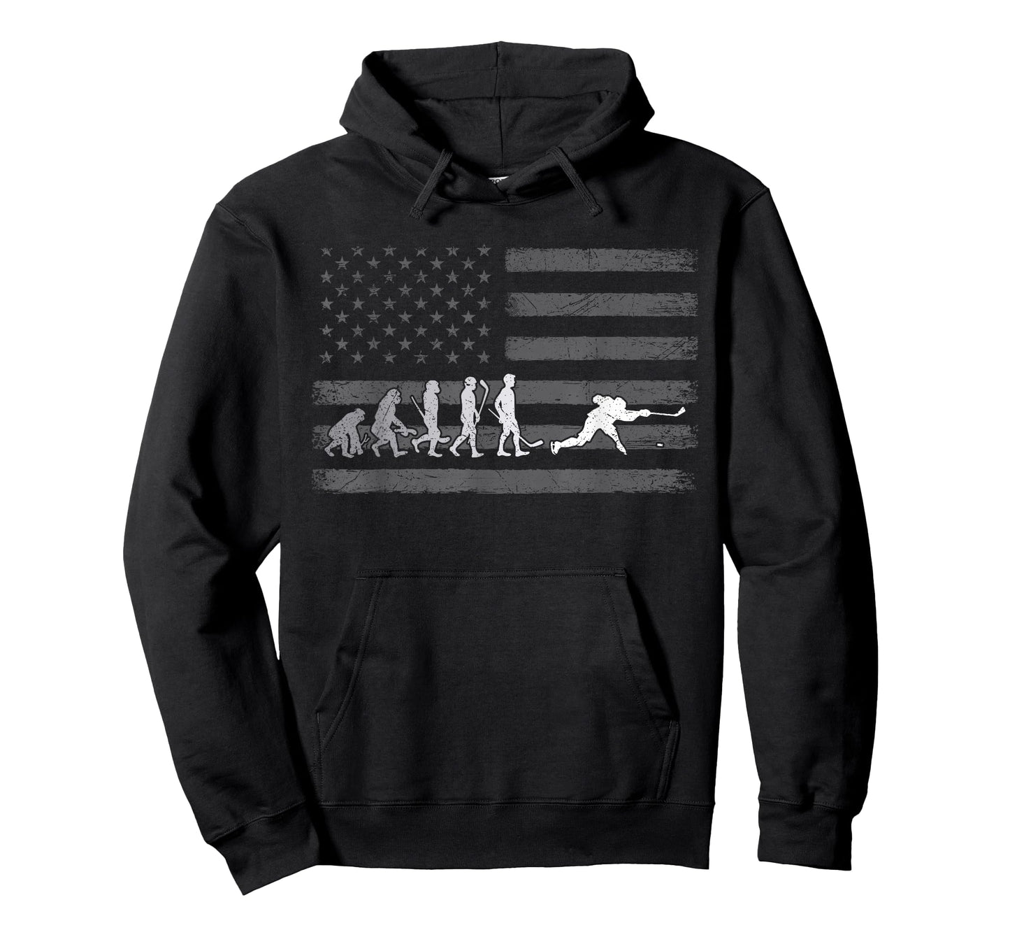 Evolution of Hockey | Funny Hockey Player Gift American Flag T-Shirt
