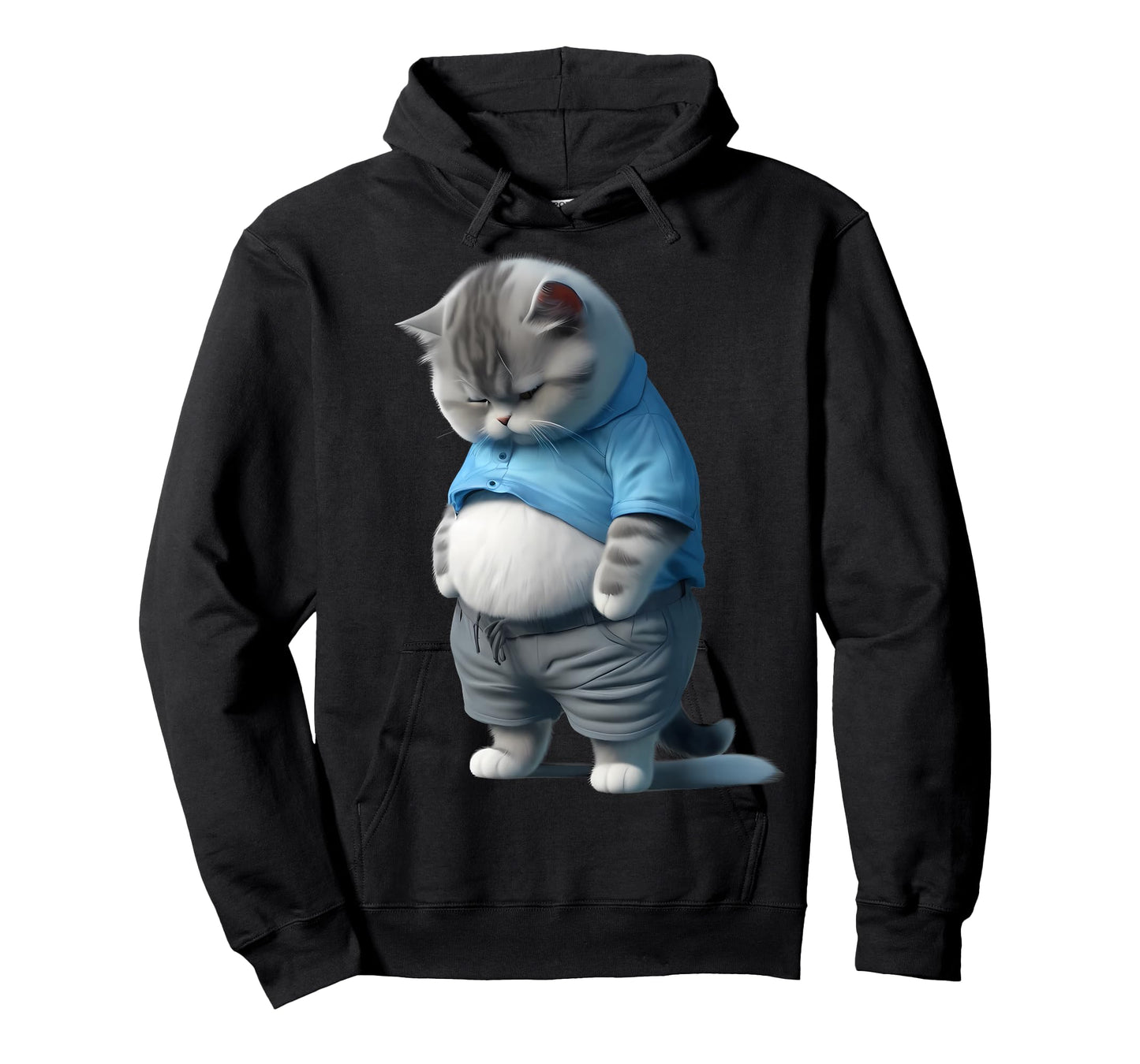 Funny Fat Sad Cat Art Design Fat Kitten Cat Lover T-Shirt