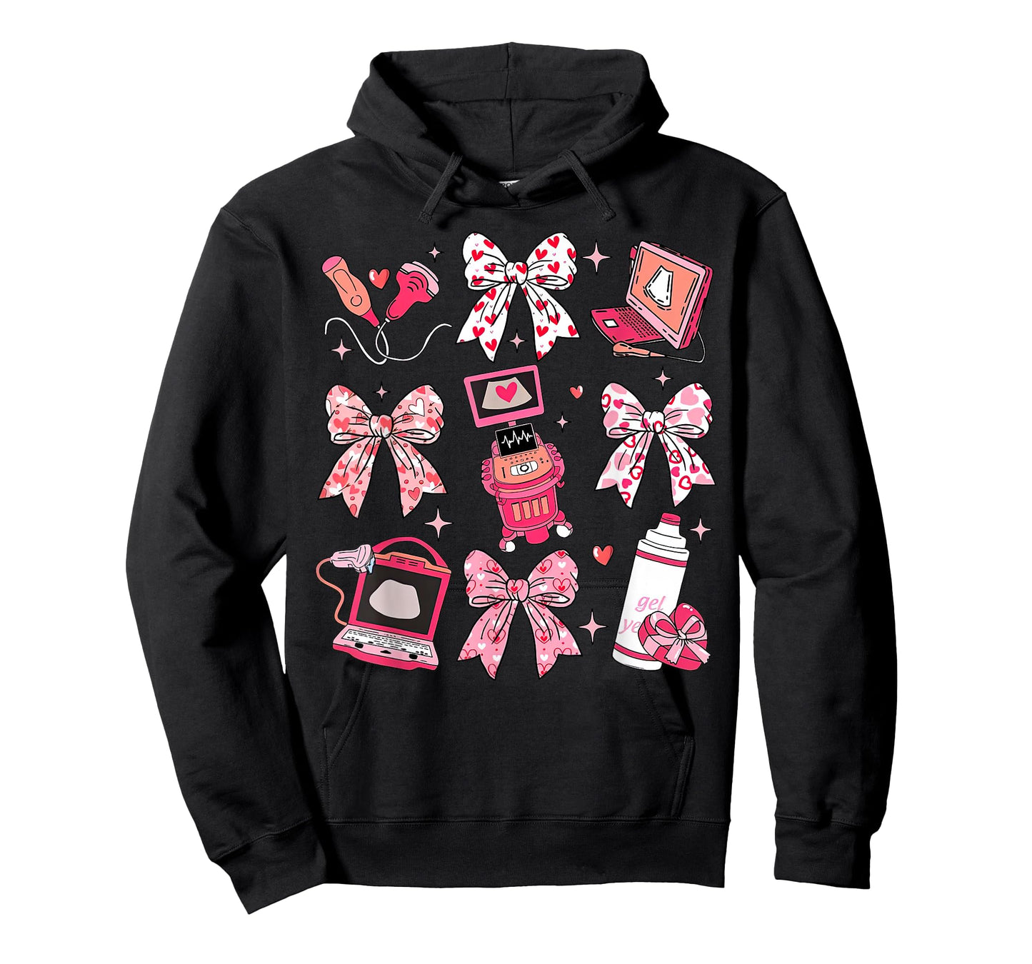 Coquette Bow Sonographer Valentine Ultrasound Tech OB Tech T-Shirt