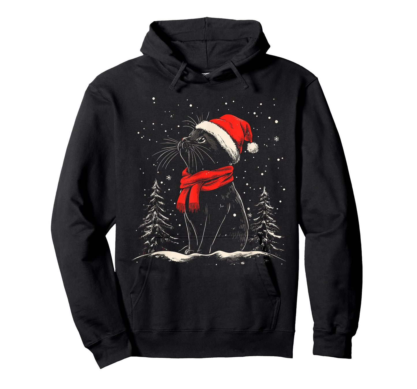 Black Cat Santa Hat Christmas Xmas Kitten T-Shirt