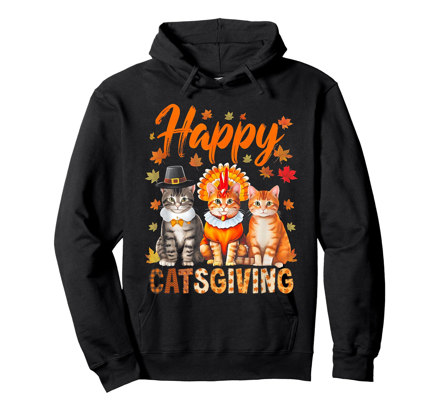 Happy Catsgiving Cute Thanksgiving Cat Wears Pilgrim Hat T-Shirt
