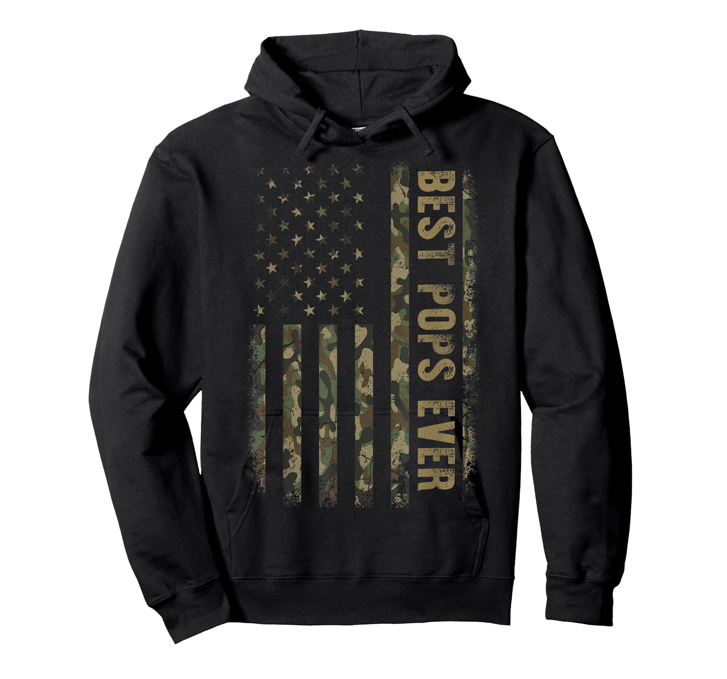Best Pops Ever Camouflage American Flag Father's Day T-Shirt