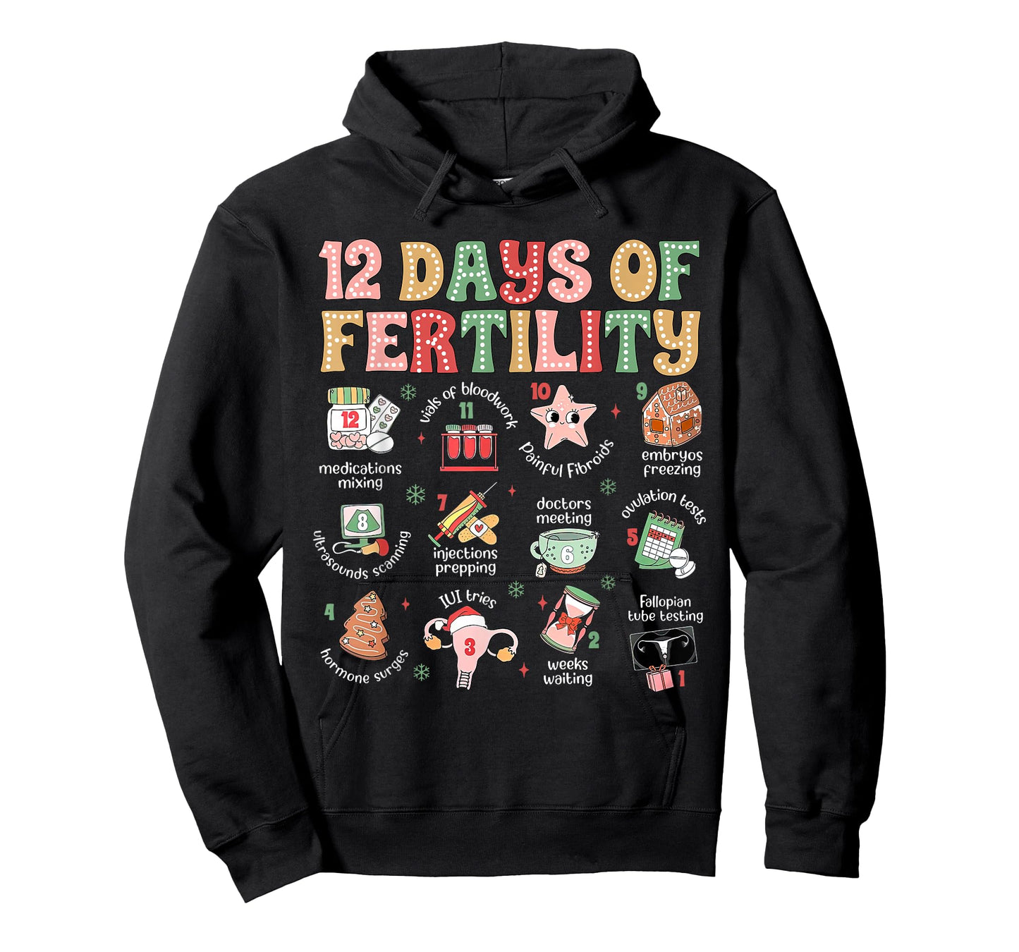 12 Days of Fertility IVF Nurse Christmas OB GYN Transfer Day T-Shirt