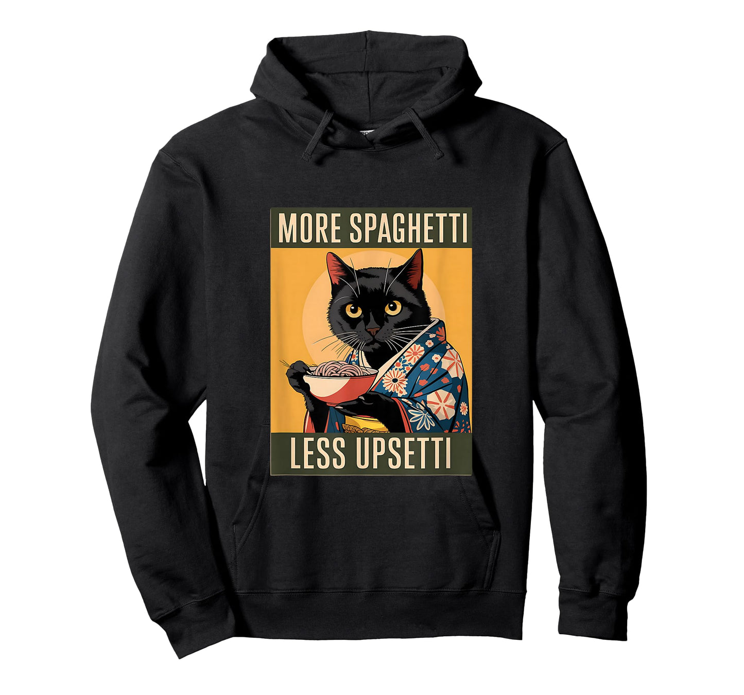 More Spaghetti Less Upsetti Vintage Japanese Art Funny Cat T-Shirt