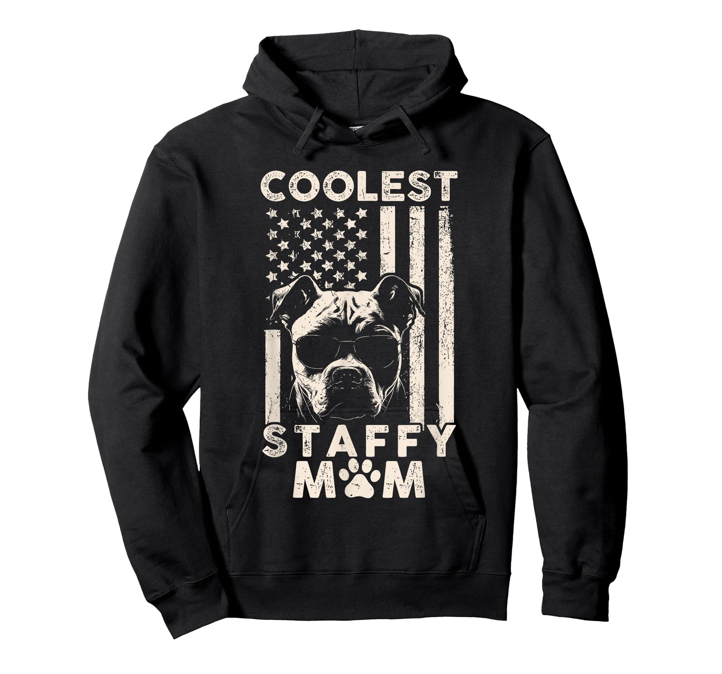 Vintage Coolest Staffy Mom USA American Flag Funny Dog Mom T-Shirt for Women Kids Men