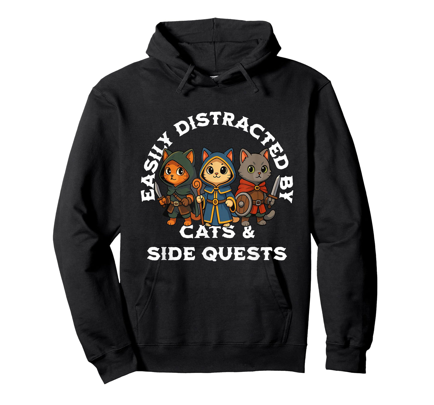 RPG Gamer Cat Distraction Side Quest Nerdy Men Women T-Shirt