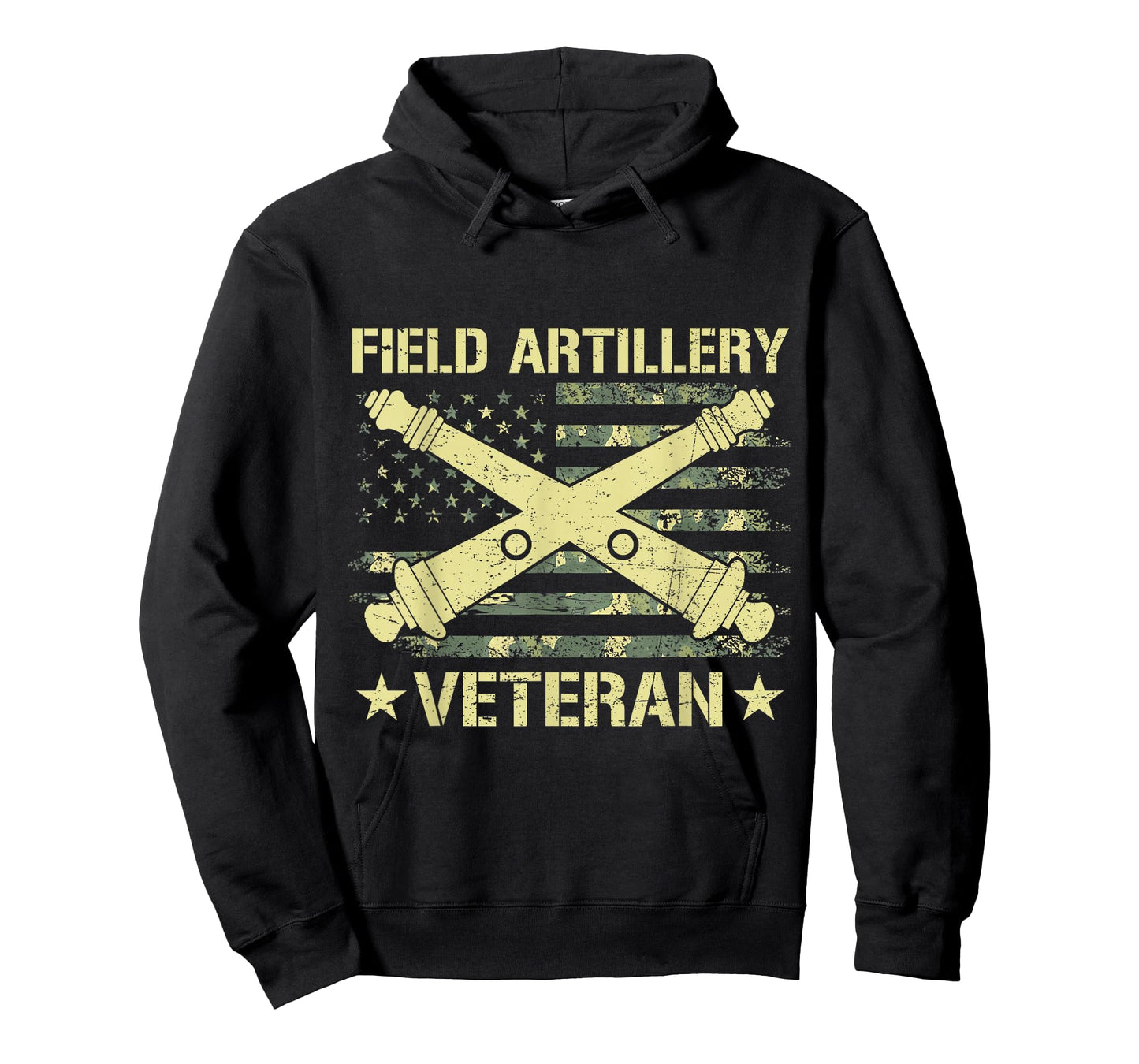 Field Artillery Veteran Flag American Camouflage US Military T-Shirt