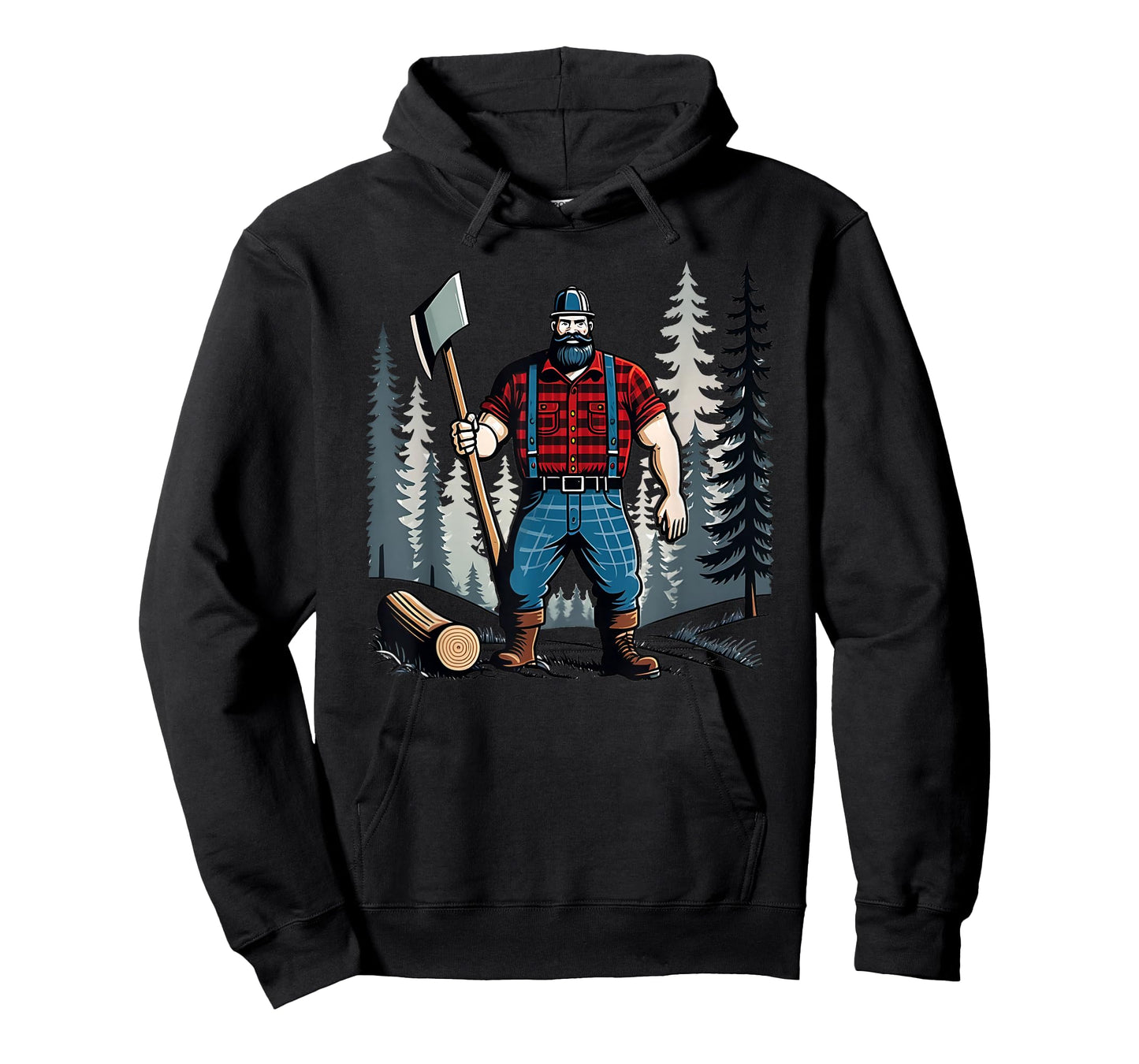 American Lumberjack Folk Hero Paul Bunyan Chopping Wood in The Forest Unisex T-Shirt