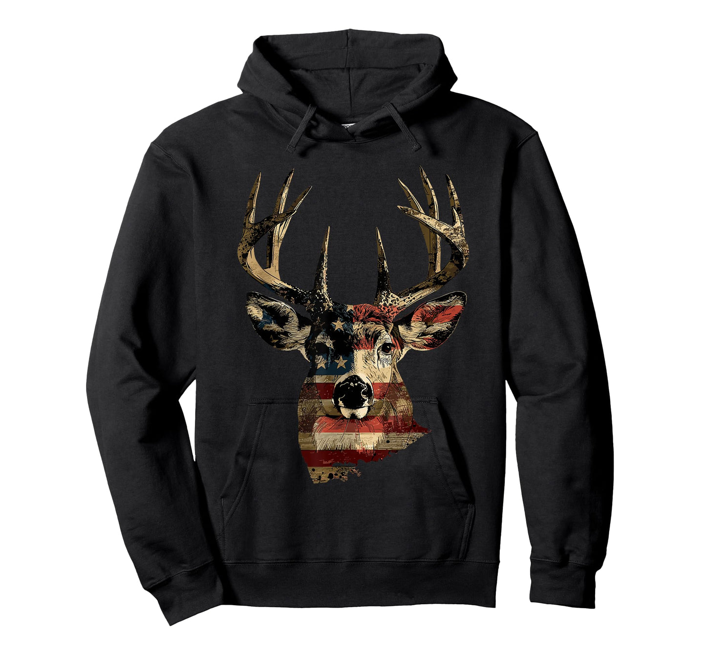 Whitetail Buck Deer Hunting 4th Of July USA American Flag T-Shirt
