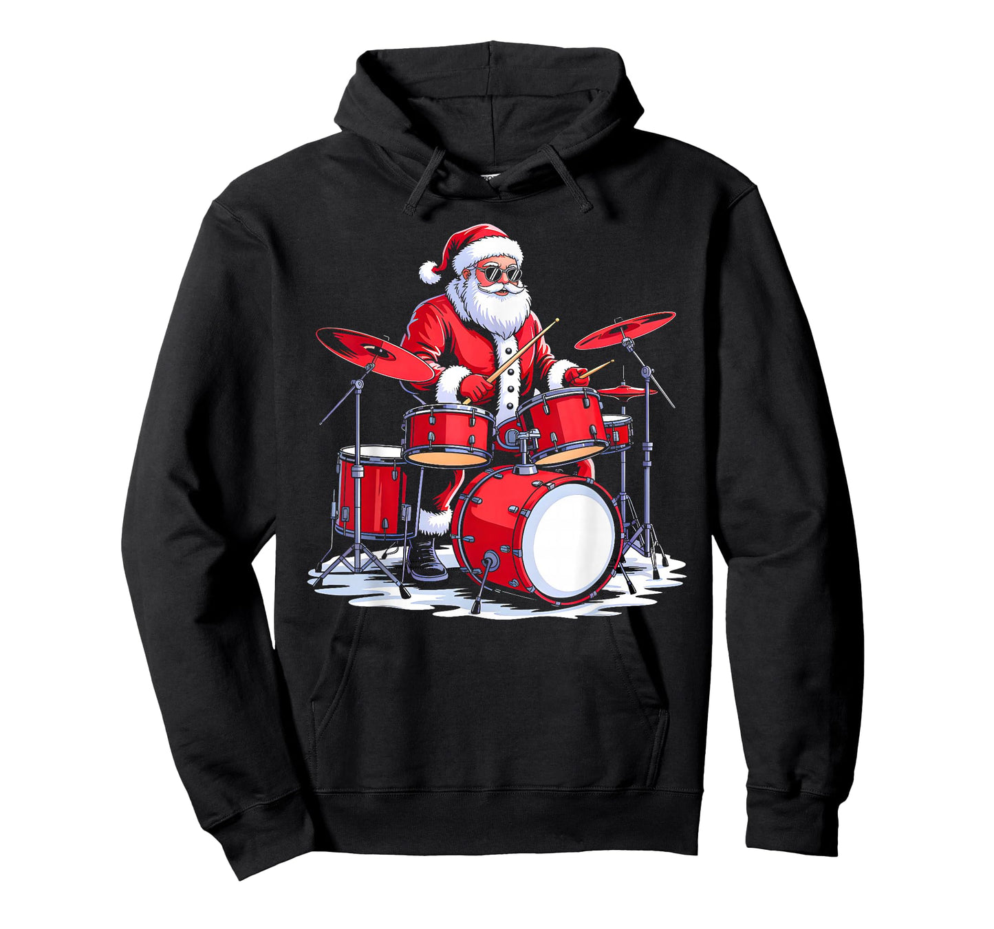 Drummer Santa Christmas Music Men Boys Funny Xmas Pajamas T-Shirt