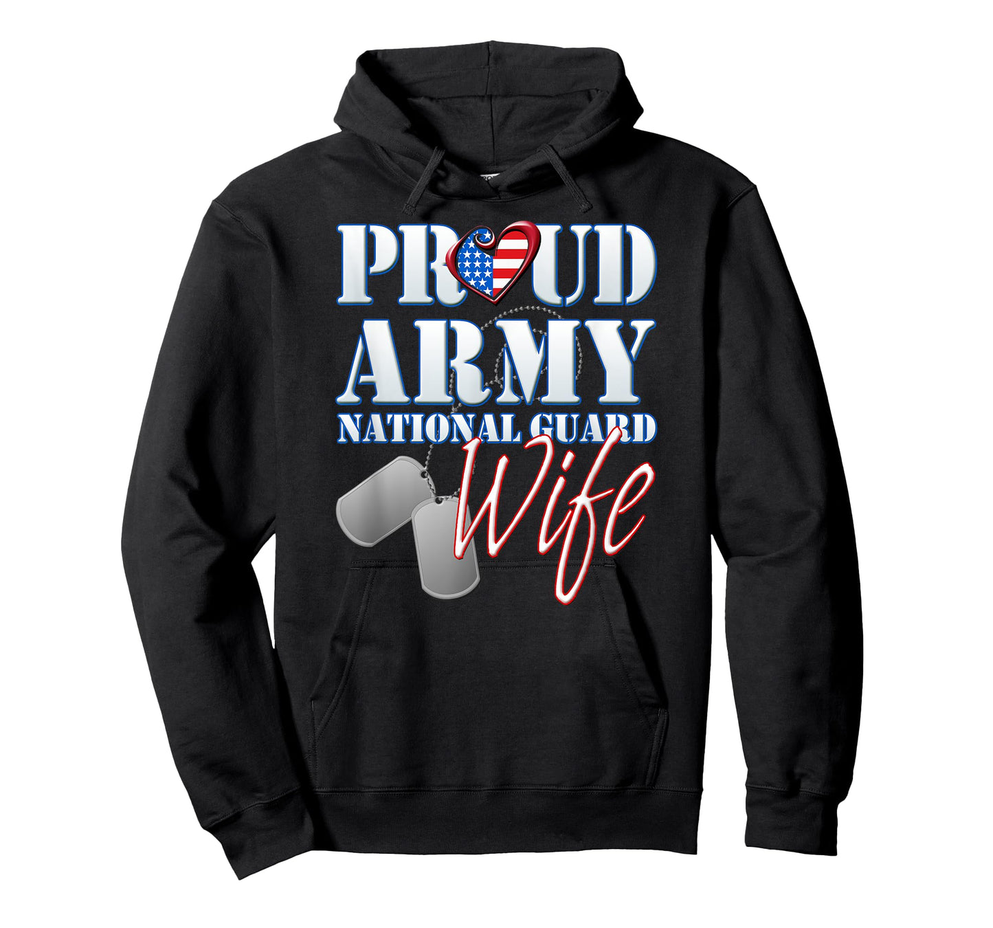 Proud Army National Guard Wife USA Heart Flag Shirt T-Shirt