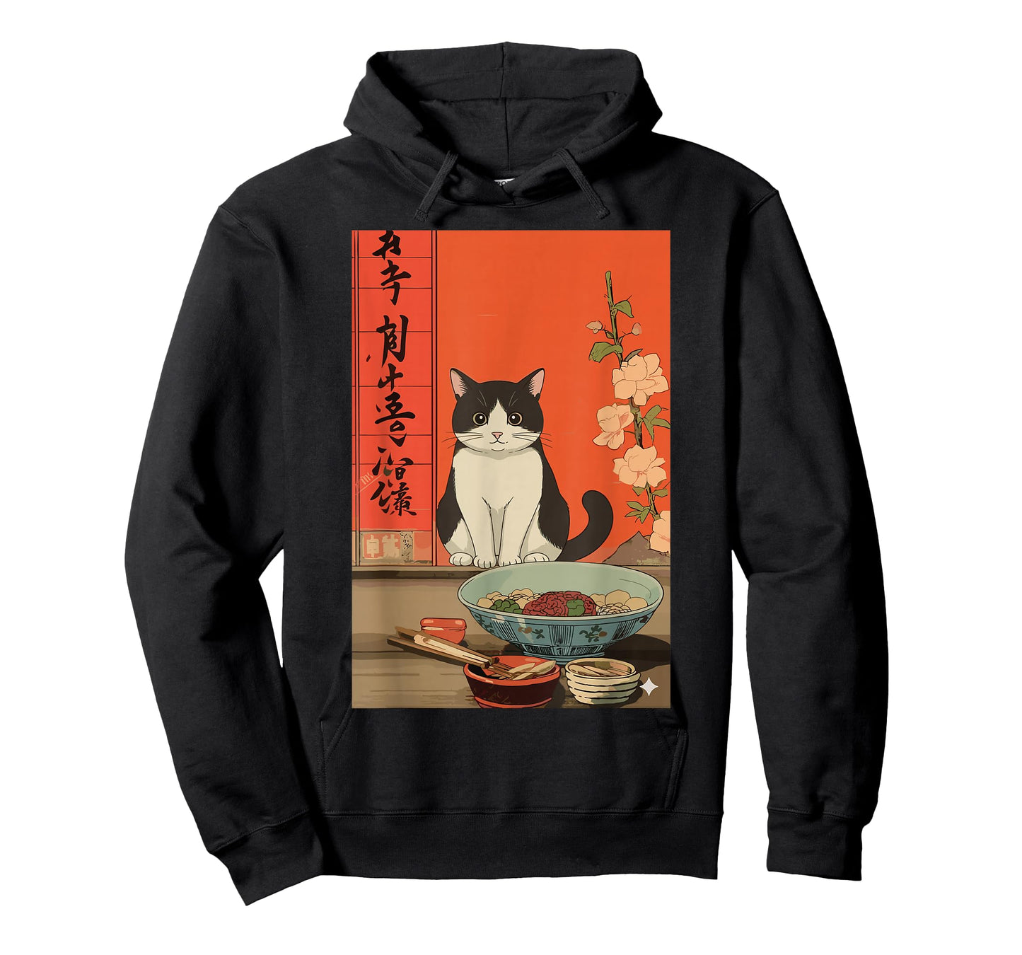 Funny Japanese Cat Ramen Kawaii Animal Anime Art T-Shirt