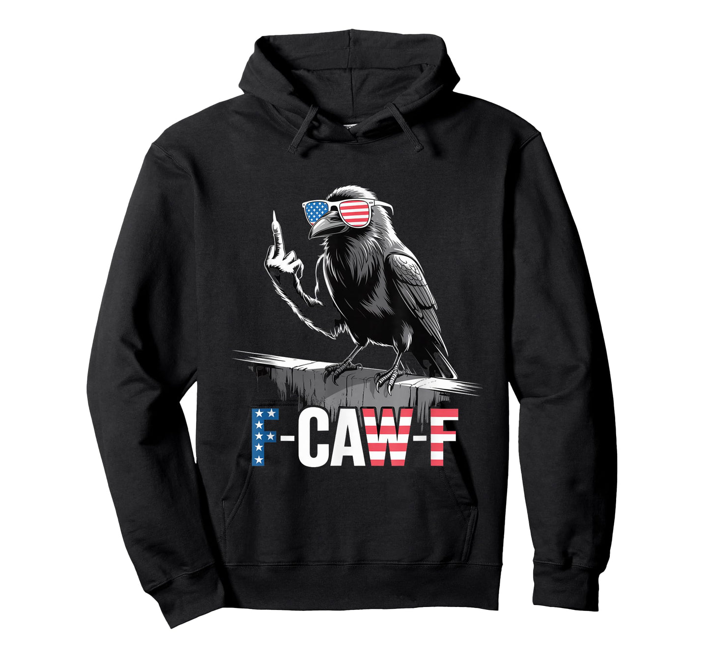 F-CAW-F USA Flag Crow Retro Patriotic Bird Middle Finger T-Shirt