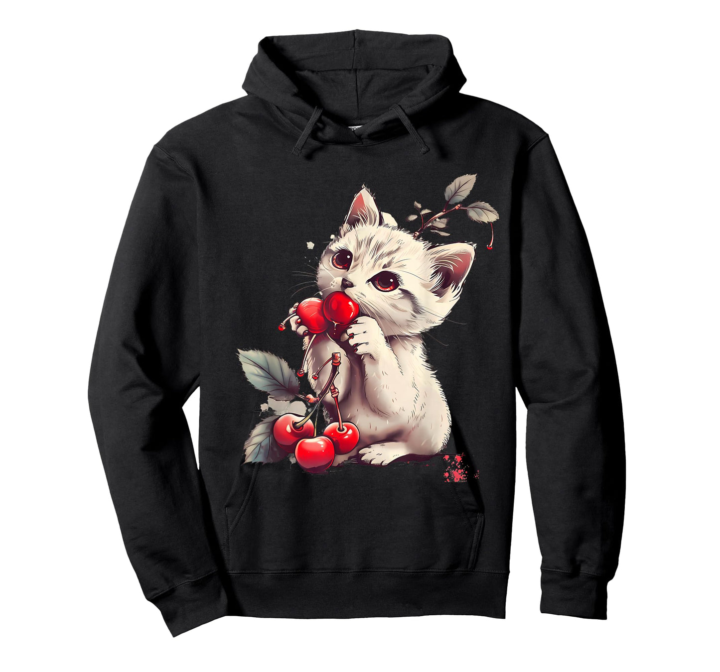 Cute Cherry Lover Cherry Fruit Motif Artwork Cherry Cat T-Shirt